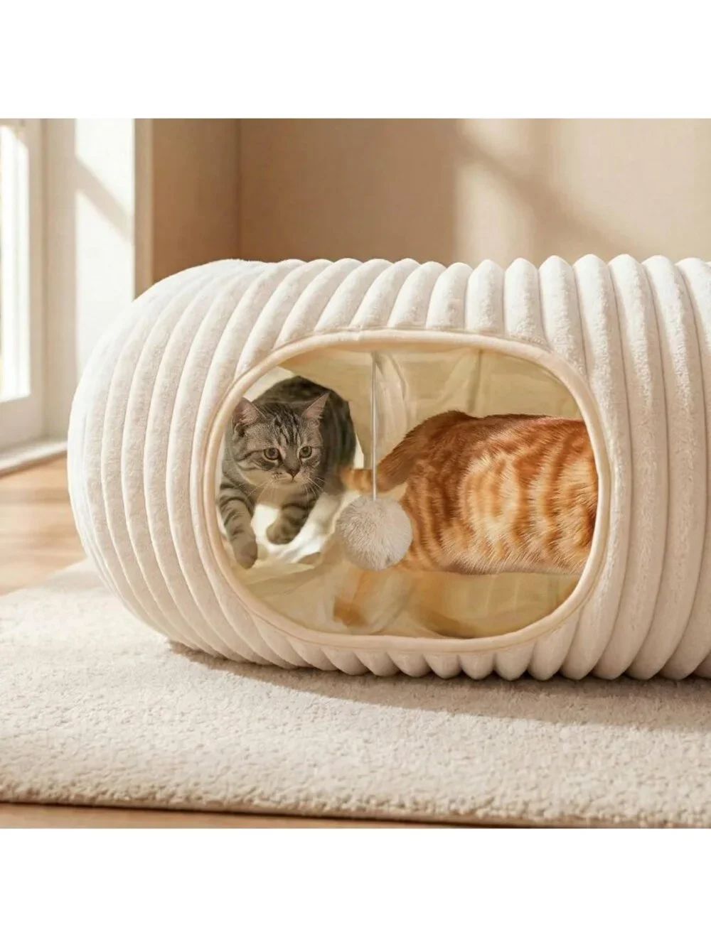 Cozy Cat Tunnel Bed with 40 Interactive Toys | Collapsible Play Tube for Kittens